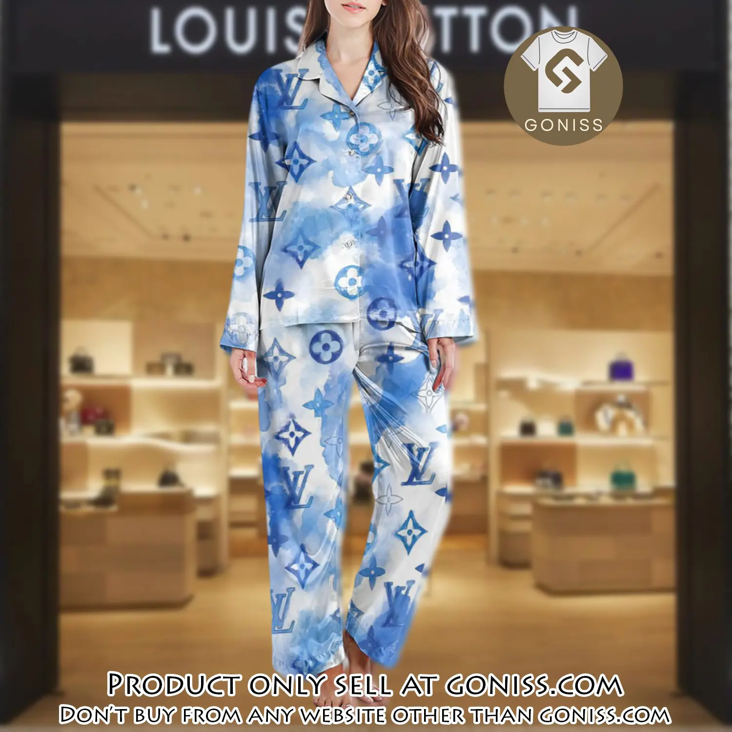 Lv monogram long satin pajama set pjs1020 gn1215306